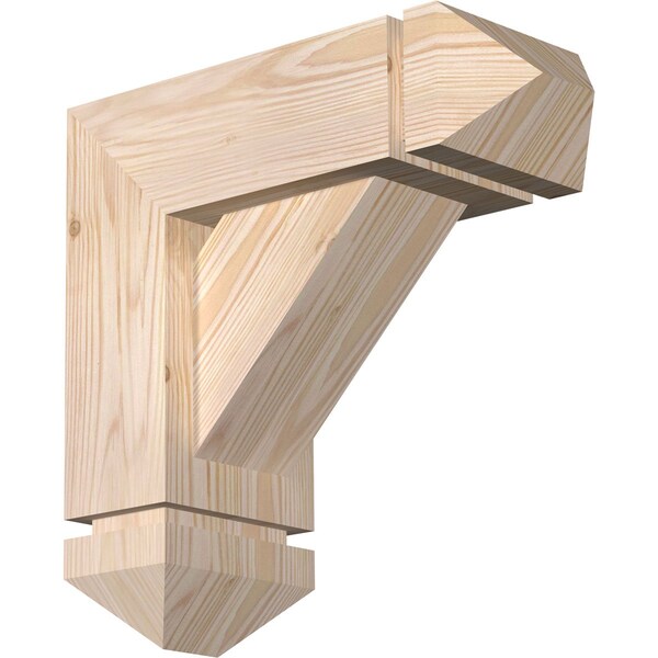 Ekena Millwork Traditional Arts and Crafts Smooth Bracket w/ Offset Brace, Douglas Fir, 5 1/2"W x 14"D x 14"H BKT0604X14X14TRA03SDF - main